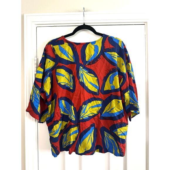 COREY LYNN CALTER Anthropologie Rhea Top Abstract Leaf Print Artsy - Sz Small - Picture 5 of 6